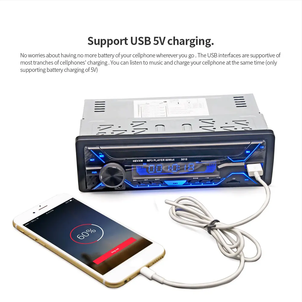 12V стерео lcd универсальное радио Aux портативное Bluetooth USB красочное освещение аудио MP3 плеер Автомобильный