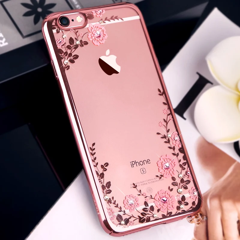 Блестящий чехол с кристаллами для iPhone 8 Plus 7 роскошный брендовый Прозрачный