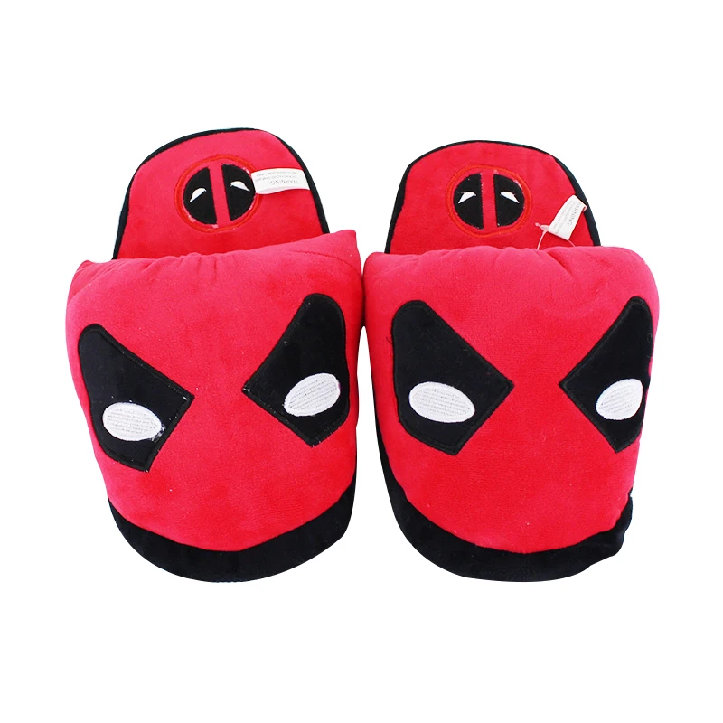 28cm Deadpool Супер Марио Йоши Единорог гриб Кот Олаф Игрушки зимние мужские и женские хлопковые домашние теплые тапочки домашняя плюшевая обувь с героями мультфильмов - Цвет: 28cm Deadpool