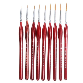 

9pcs 000~6 Sable Detail Art Nail Drawing Brush Miniature Gel Carving Paint Brush Set DIY Nail Painting Tool Set