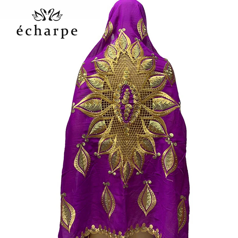 

100% Cotton Big Scarfs Nice Embroidery on the back Multifunctional Scarfs for African Women