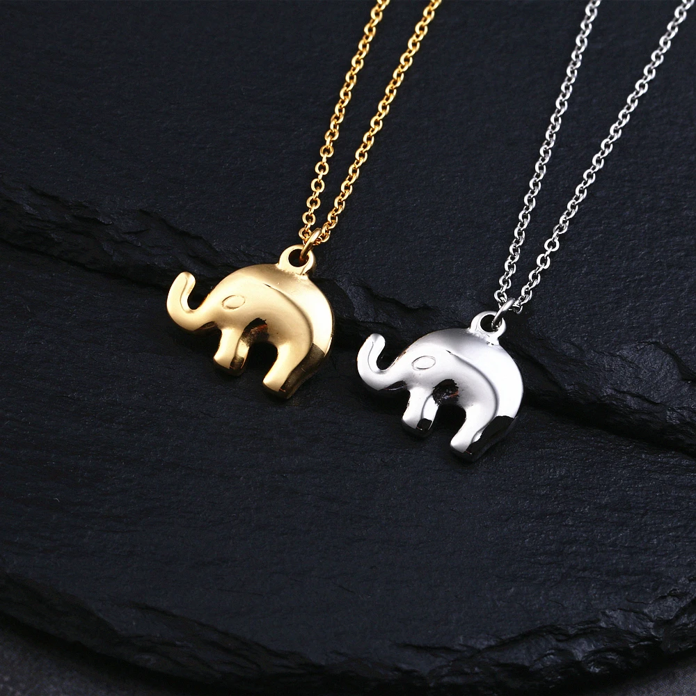 Minimalist Golden Baby Elephant Necklace Simple African Elephant