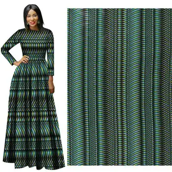 

Green Striped Printed African Batik Cloth Fabric For Women Dress Men Blazer 2019 New Sewing Wax Cloth Fabric Nigerian Fabric