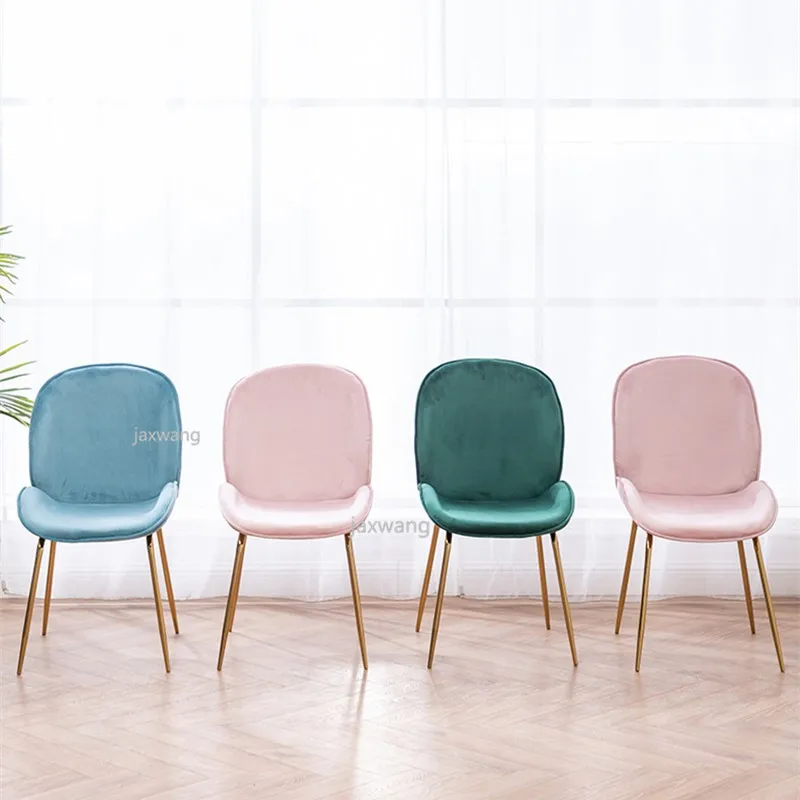

Customizable Golden Dining Chair Dressing Coffee Living Room Chair Shell Shape Protect The Spine Backrest Chairs Furniture