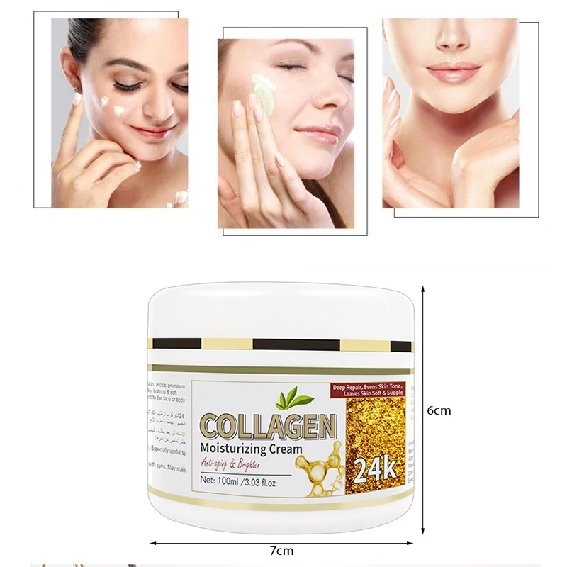 100ML 24K Collagen Anti Wrinkle Facial Cream Whitening Moisturizing Power Lifting Facial Brighten Skin Cream Skin Care images - 6