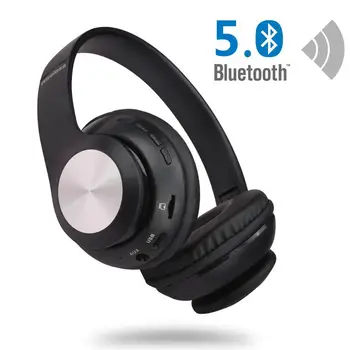 

Bluetooth 5.0 Headphone Foldable Strong Bass Bluetooth Headset Music Earphone with MIC for Handsfree Support FM TF Card Play