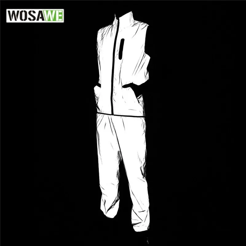 High Visibility Full Reflective Cycling Vest Set Windproof Waterproof Road Mountain Cycle Bike Bicycle Vest Cycling Clothing