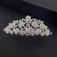 Стиль, корейский стиль, простой жемчуг, искусственный бриллиант, Tuinga, резинки для волос, для невесты, цветные кристаллы, головной убор, аксессуары для волос, Yiwu
