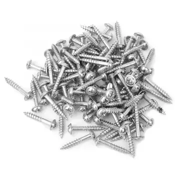 

100Pcs M4x25 Zinc Plated Partially Threaded Oblique Self-Tapping Screws Set High Strength Cross Round Head Pocket Hole Jig Screw