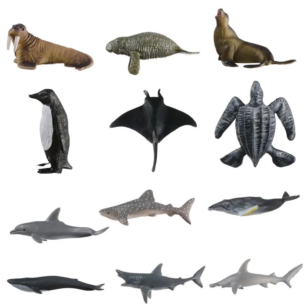 12 шт./компл. оригинальные океан Животные Акула Дельфин диких животных Лев панда динозавр тираннозавр, муляжи динозавров модель игрушки для детей, подарок
