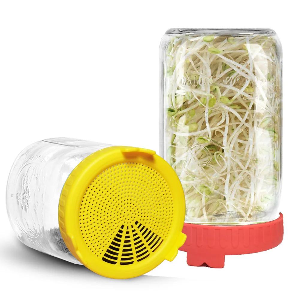 1PC Food Grade Mesh Sprouting Lid Kit Seed Growing Germination Vegetable Silicone Sealing Ring Lid sprouting jars kit