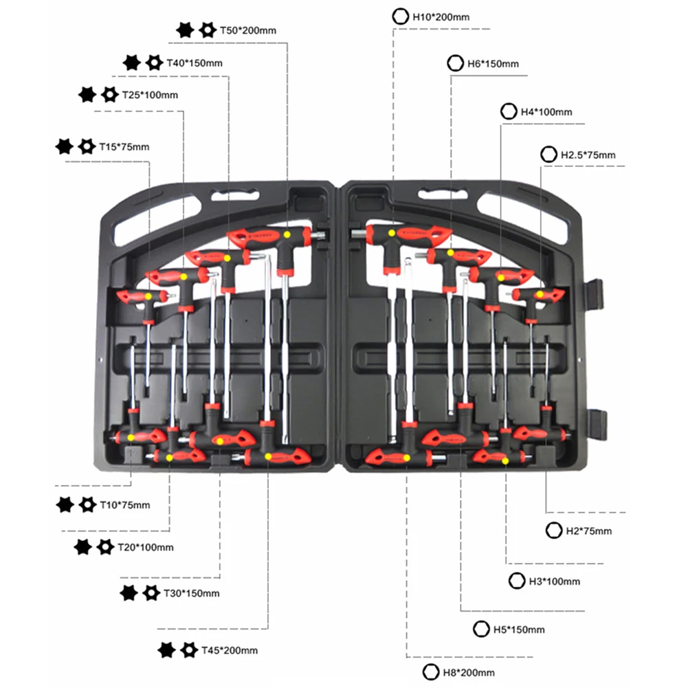 16 шт. прочный стальной Т-образный внутренний шестигранный гаечный ключ коробка гаечный ключ DIY ручные инструменты