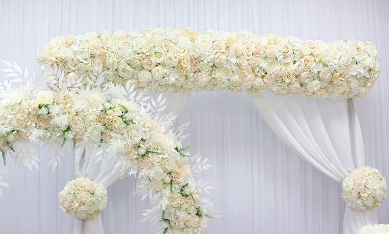 JAROWN Artificial Rose Peony Eucalyptus White Silk Flower Row Wedding Party Home Decor Table Centerpiece Flower Corner Flowers (5)