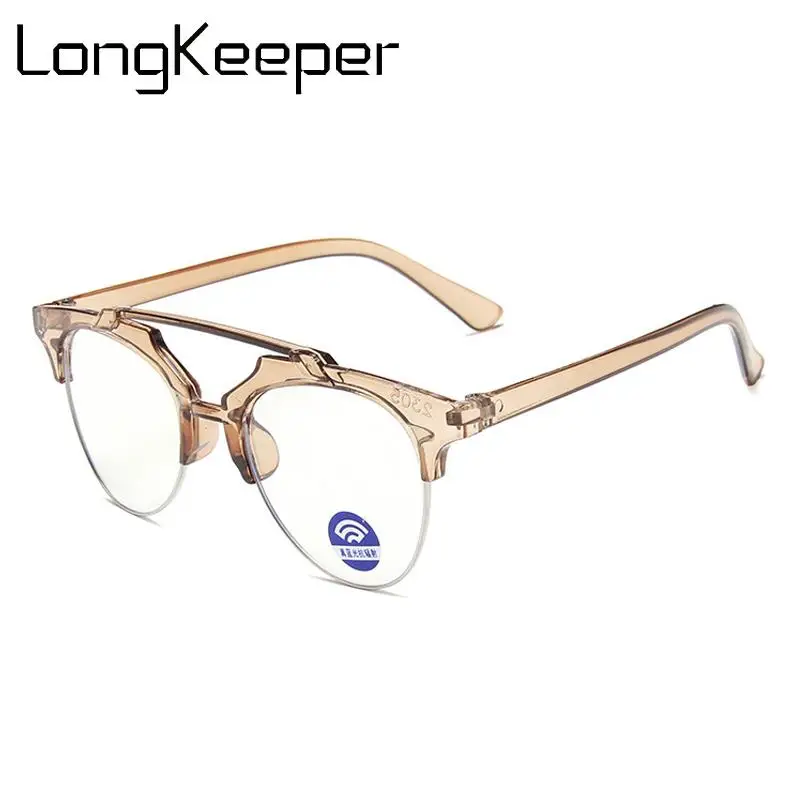 2020 New Kids Anti Blue Light Glasses Fashion Round Eyeglasses Children Semi-Rimless Clear Lens Spectacle Frame oculos infantil |