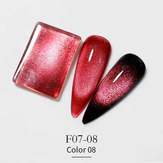 Vendeeni New Colourful Crystal Cat Eye Gel Nail Polish 9D Aurora Cat's Eye Gel Varnish Magnetic Hybrid UV Soak Off Gel Lacquer F07-08