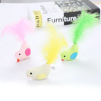 

Candy Color Feather Bird Cat Catch Pet Training Interactive Toy Cat Face Design Cat Toy Funny Cat Toys Elastic Feather False