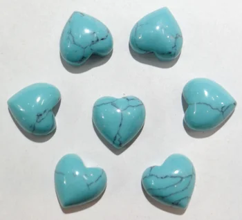 

wholesale 30pcs/lot 10mm natural stone turquoises heart shape cabochons beads no hole for jewelry making earrings accessories