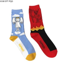 Женские рождественские носки harajuku devil and angel с мультяшным рисунком модные милые подарочные носки Панк хлопок