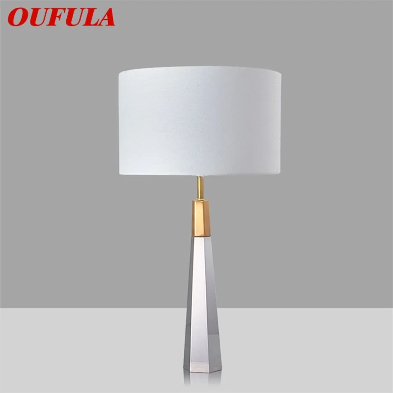 

Современные настольные лампы OUFULA E27, светодиодные украшения для спальни, белая кристальная настольная лампа, домашнее декоративное освещен...