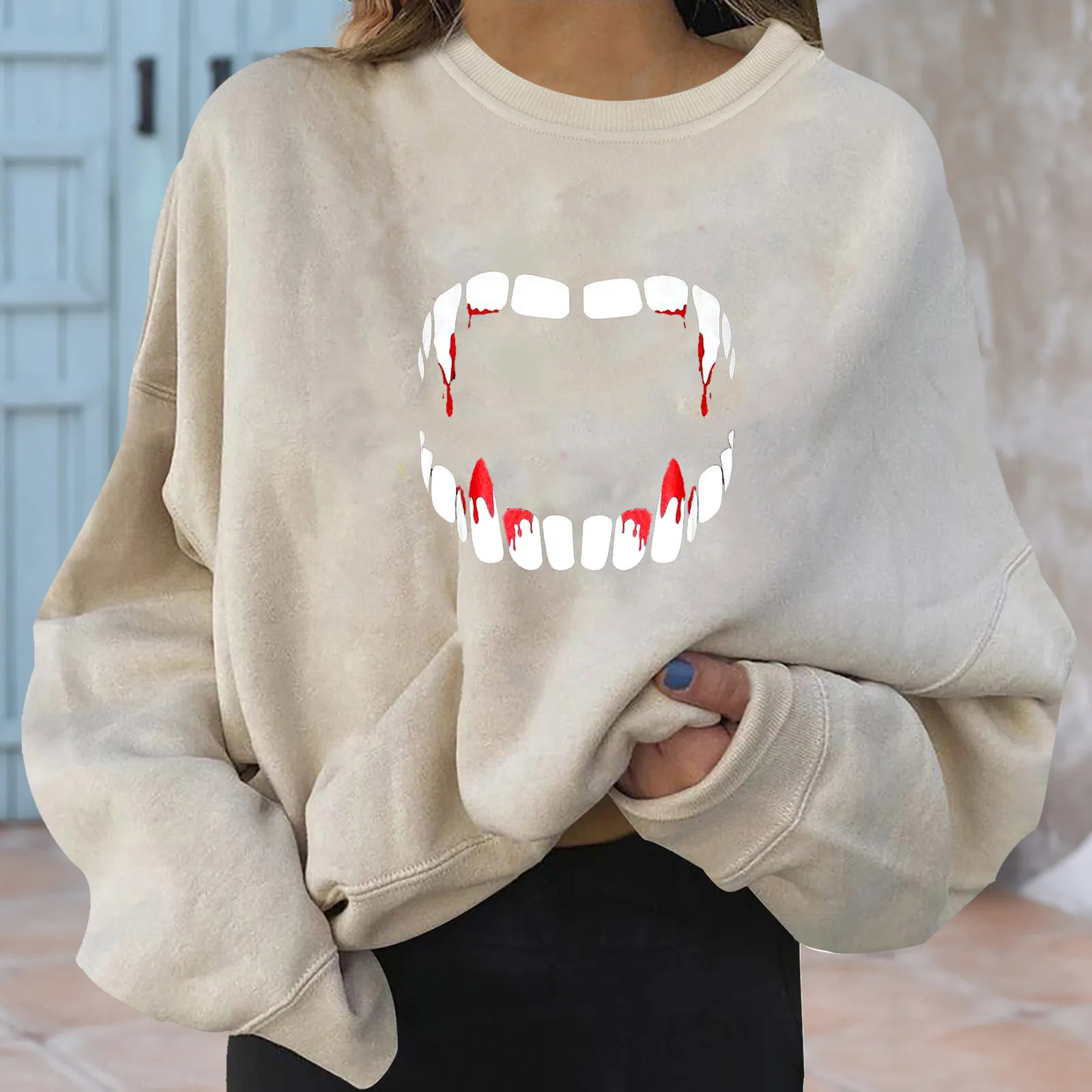 Winter Women Oversized Sweatshirt Harajuku Print Long Sleeve O-neck Pullover Tops Y2k Female Streetwear Sudaderas Con Capucha 1