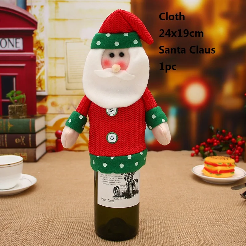 Рождество Санта Клаус вязаная крышка для бутылки с красным вином для бара Рождество Снеговик для бутылки мешок украшения Декор для обеденного стола 29x12 см