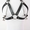 Sexy Faux Leather Lingerie Breast Binder Bra Top and Mouth Gag with Nipple Clamps Female Body Harness Fetish Restraint Costume ► Photo 2/6