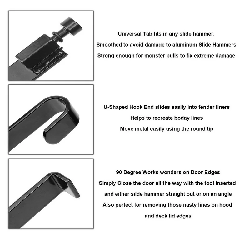 PDR Car Door and Fender Edge Dent Paintless Removal Tabs Fits in Any Slide Hammer Car Body Dent Repair Tools Kit