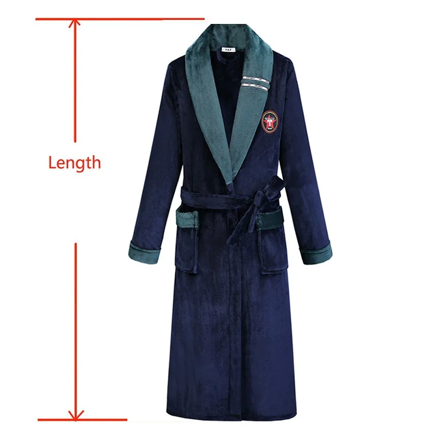 

PLUS SIZE Men Thick Flannel Robe Kimono Bathrobe Gown Winter Warm Coral Fleece Sleepwear Nightwear Loose Home Wear with Pockets