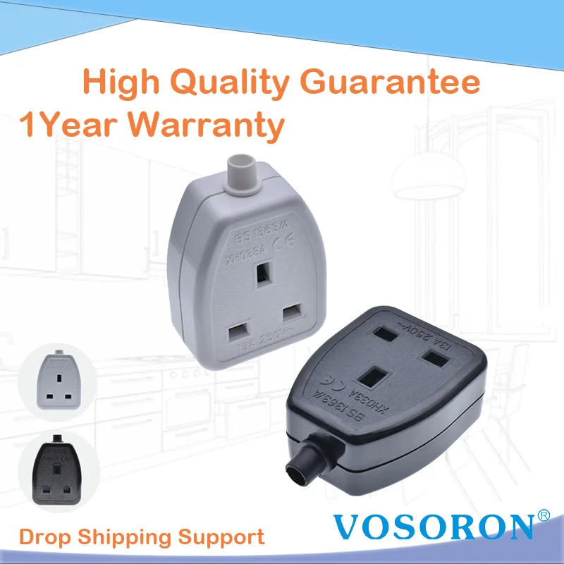 13a 250v Uk British Standard Female Socket Power Adaptor Detachable ...