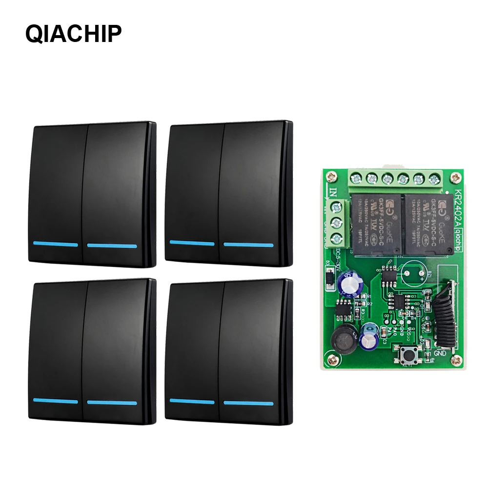 QIACHIP 433Mhz RF Remote Control Switch DC 5V 12V 24V Receiver 86 Wall Panel 2 button DIY Bedroom Lamp Wireless smart Light | Электроника