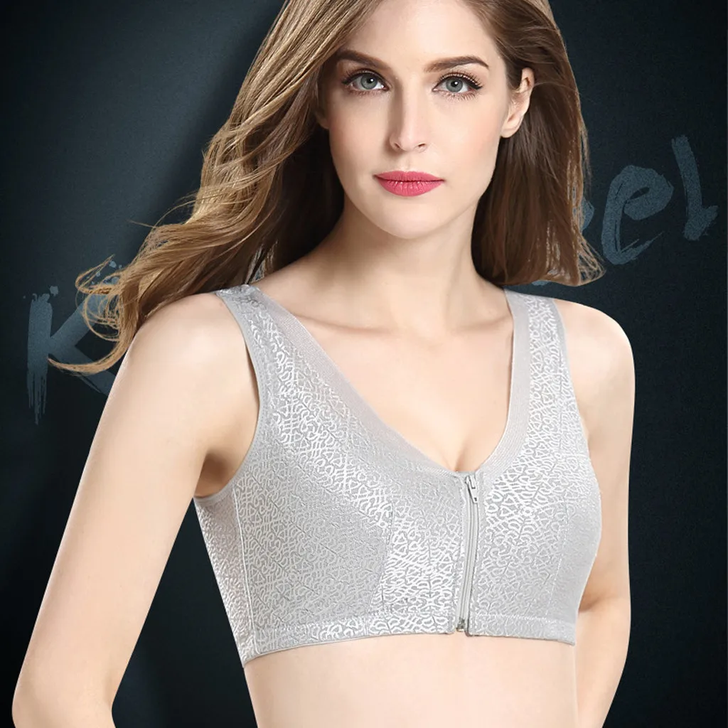 front zipper closure wirefree extra breathable silk bra