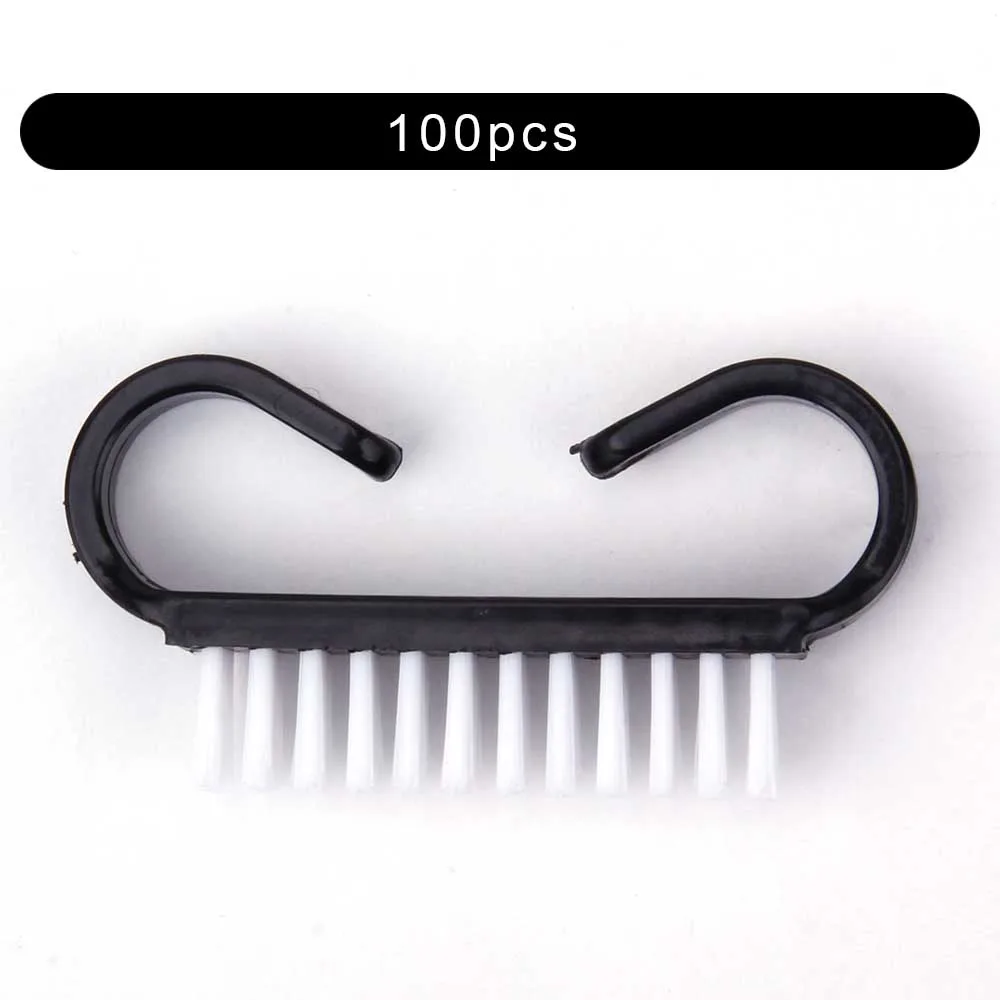 100pcs Solid Black Кисть для ногтей ручка УФ гель для ногтей Удаление очистки Маникюр Педикюр Инструмент пластиковый уход за пальцами для очистки от пыли макияж стирка для женщин - Цвет: 100pcs Solid Black