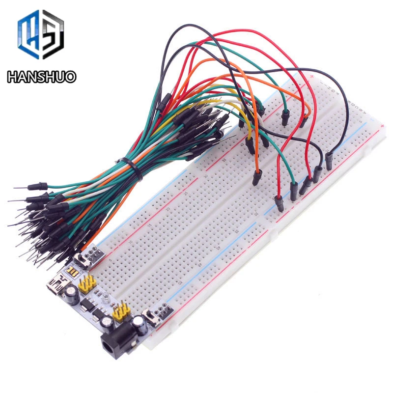 3,3 В/5 В MB102 макетный модуль питания+ MB-102 830 точек Solderless Прототип хлебная плата комплект+ 65 гибких перемычек проводов - Цвет: MB-102 White KIT