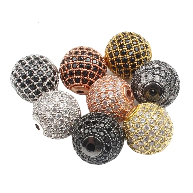 High Quality 8mm CZ Pave Ball Plated Spacer Bead Shamballa Charm 