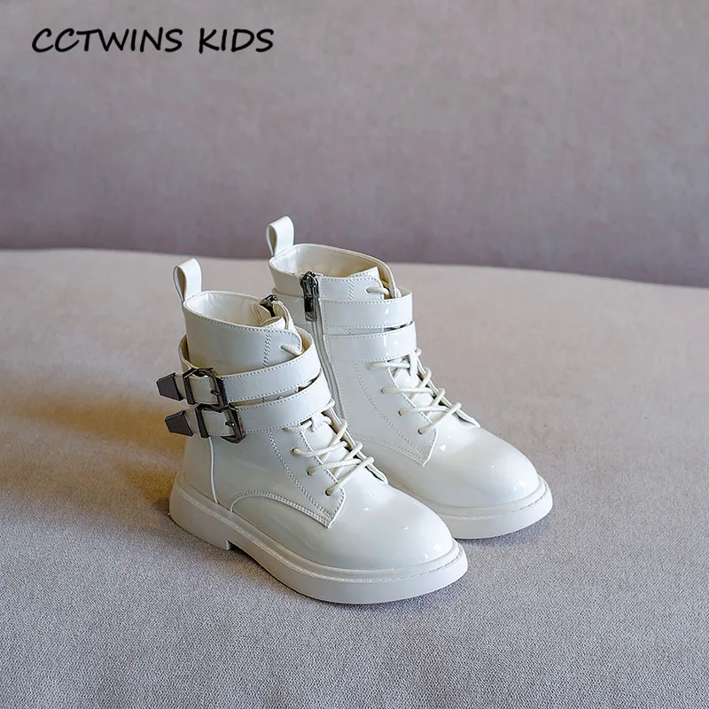 Thin White CCTWINS/детская обувь; коллекция года; зимняя детская обувь из искусственной кожи; брендовые Теплые ботильоны для девочек; брендовые Ботинки martin для малышей; MB110 - Цвет: Thin White