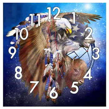 

Dpsupr 5D Diamond Painting Kit With Clock Mechanism Cross stitch Eagle Full Square Round Diamond Embroidery Mosaic Home Gift