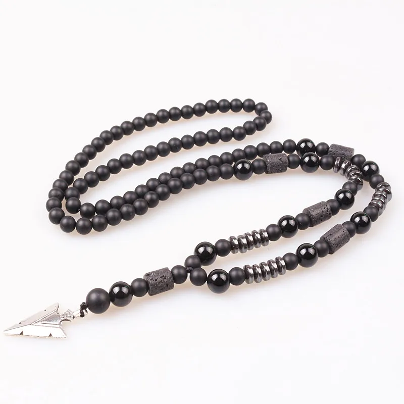 Black Lava Stones Personality Arrow Necklace for men - Image 2