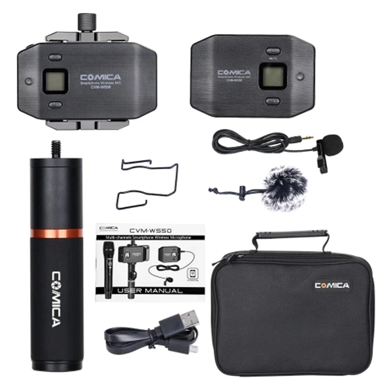  Comica Cvm-Ws50(B) 6-Channel Uhf Wireless Smartphone Lavalier Microphone System 197Ft Range with Ph