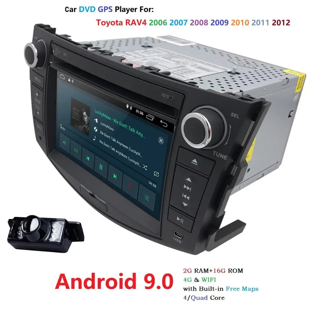 Discount 2 din Car Radio GPS Android 9.0 Car DVD Multimedia For Toyota RAV4 RAV4 2006 2007 2008 2009 2010 2011 2012 Stereo Audio Wifi SWC 2