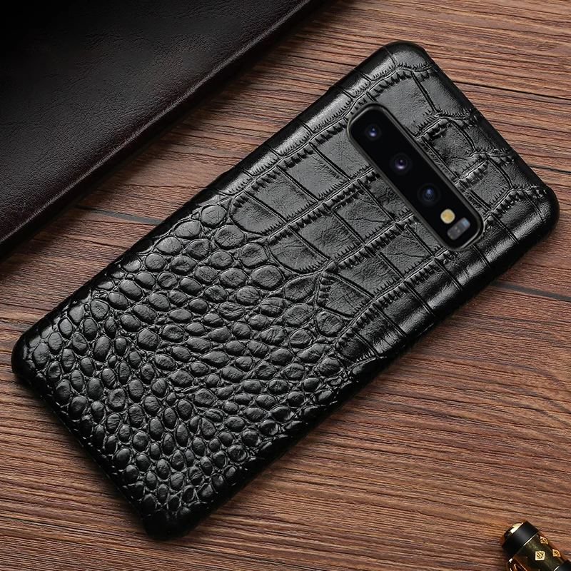Чехол для телефона из натуральной кожи для samsung Galaxy A10 A20 A50 A30 A70, роскошная задняя крышка из натуральной воловьей кожи с текстурой крокодила