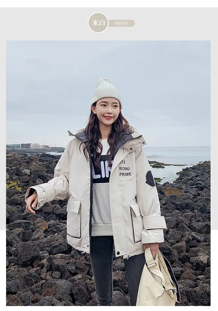 Куртки с капюшоном, парка, зимняя женская куртка, короткий стиль, зима, корейский стиль, шапка, Свободное пальто Y59