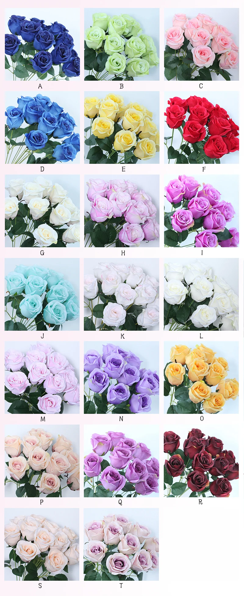 JAROWN 12 Heads Silk Roses Bride Holding Flowers Royal Blue Fake Rose Flowers Home Wedding Arch Table Decor Artificial Flower (371)