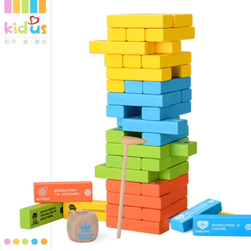 

Kidus Building Blocks Children Adult Game Educational Toy 51 Grain Jenga Stack-up Parent And Child Interactive