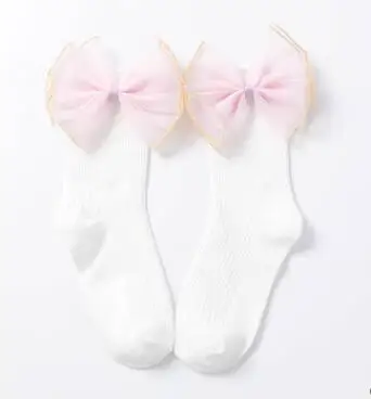 white side lace Новые носки для маленьких девочек с бантиками, хлопковые носки до лодыжки для малышей, милые детские носки принцессы с бисером для маленьких девочек - Цвет: white side lace