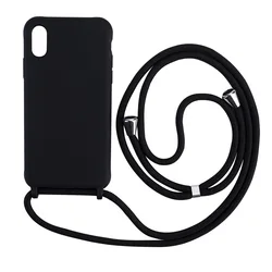 Silicone Candy Strap Case with Crossbody Lanyard and Shoulder Bag Design for 13 Mini (Black)