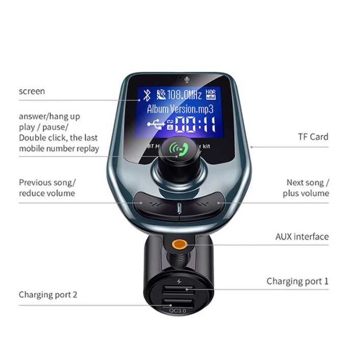 Беспроводной Bluetooth fm-передатчик MP3 радио адаптер автомобильный комплект USB зарядное устройство Suppor TF карта Hi 888