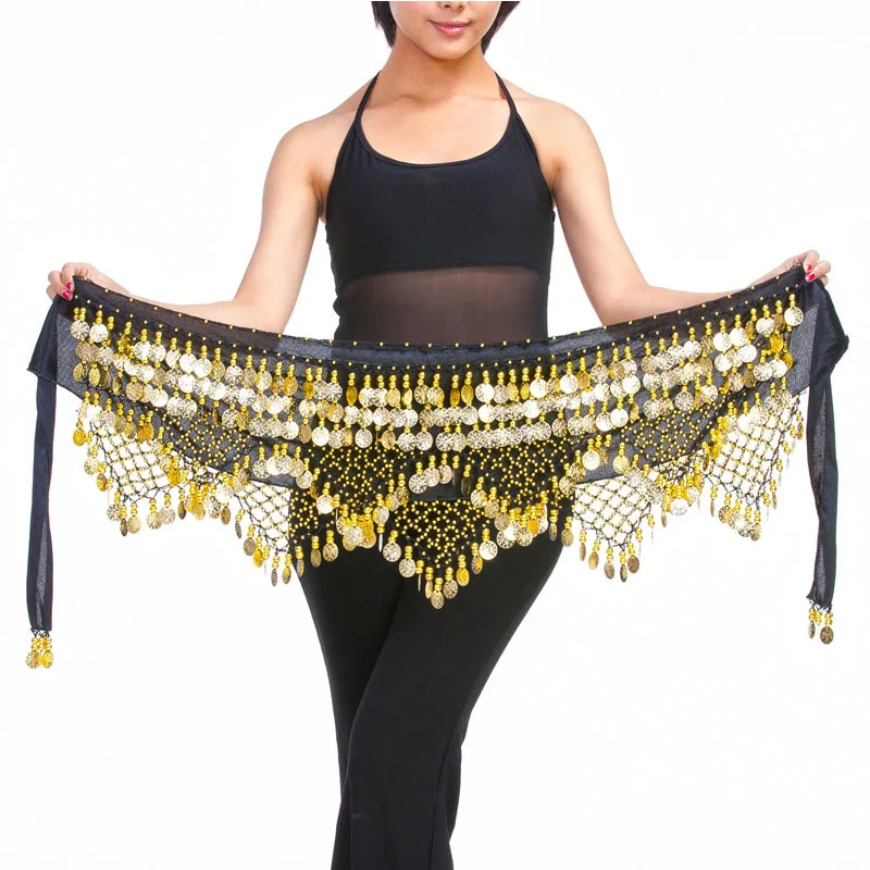 

New Style top selling belly dance waist chain hip scarf bellydance coins belt dancing waist belt, 12 colors for your choice