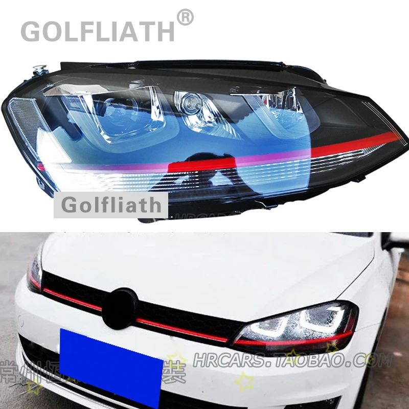 

Double U style for volkswagen GOLF 7 MK7 Headlights LED Headlight DRL Daytime Running Light Bi-Xenon Lens HID SIGNAL