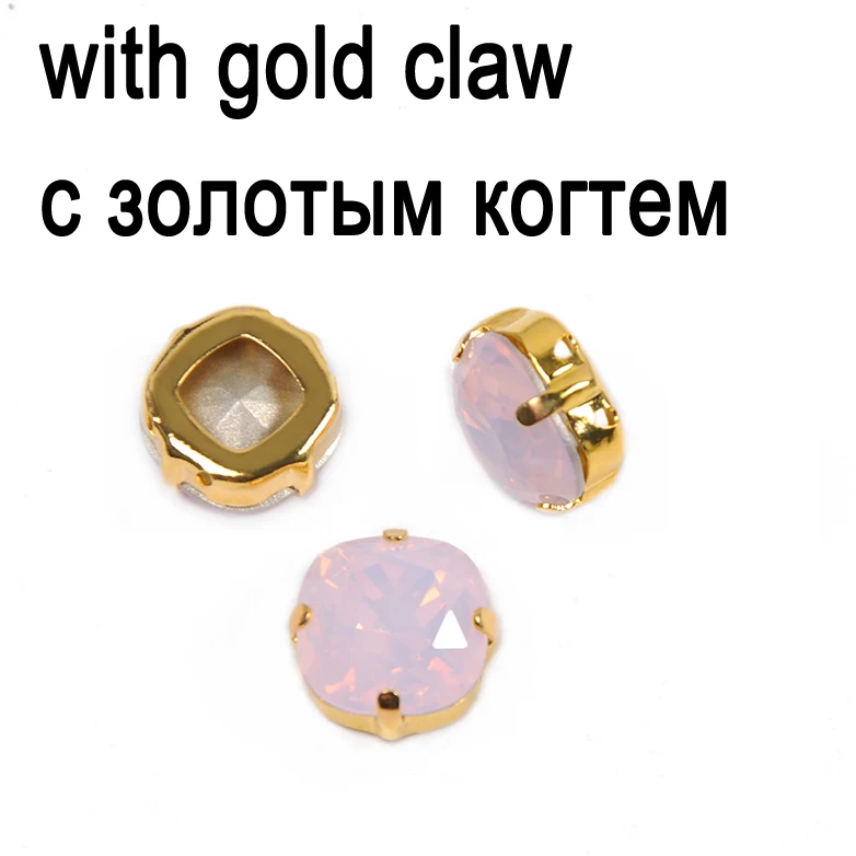 Crystal with gold CTPA3bI Роза вода опал цвет стекло материал пришить на Подушка Стразы со страз в форме когтя алмаз ментальные Камни DIY Одежда - Цвет: Crystal with gold