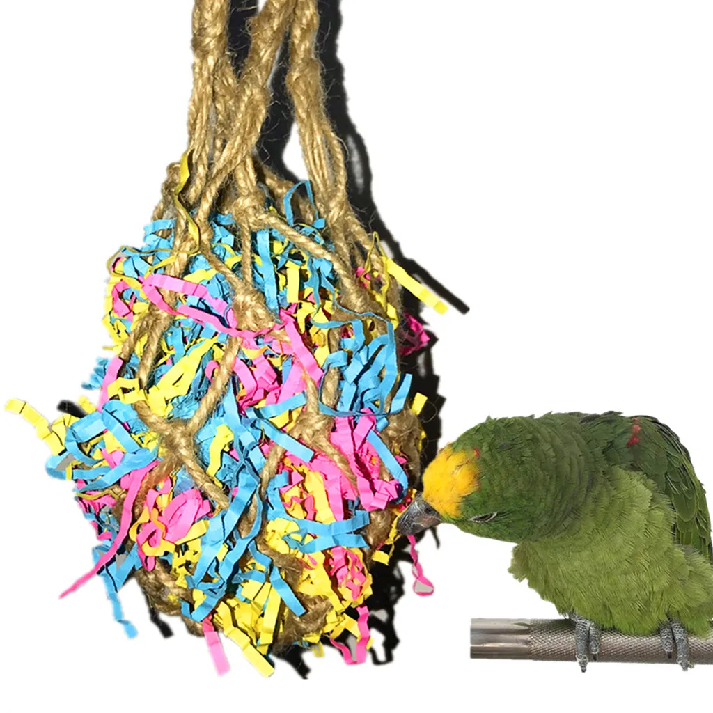 Juguetes de aves que se cuelgan, bolsa de malla para forjar aves, alambre de dibujo, juguete, novedad de 2019, superventas, envío directo para familia